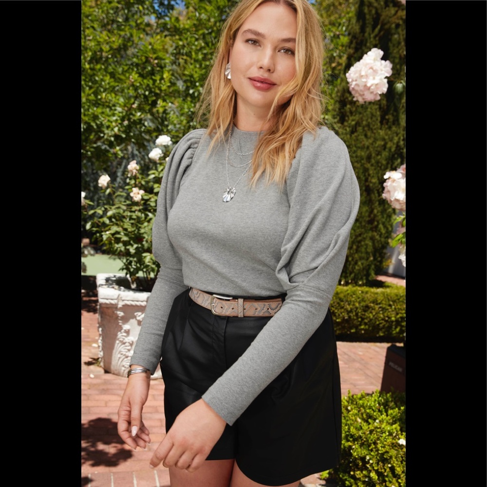 Gray Puff Sleeve Sweatshirt Small